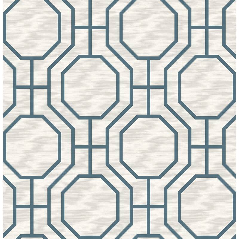 A-Street Prints Manor Blue Geometric Trellis Wallpaper