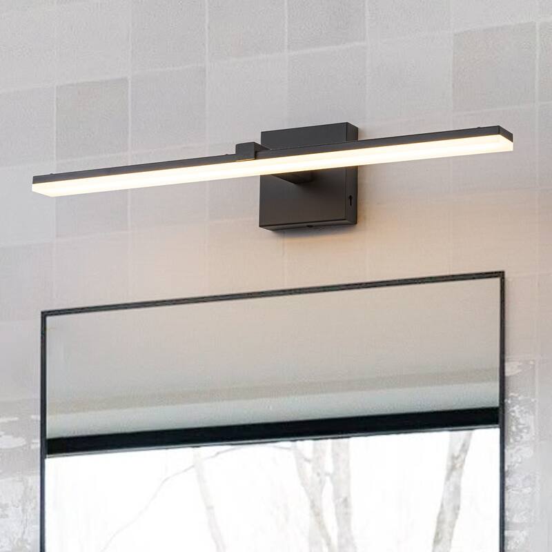 Minimalist Modern Dimmable LED Linear Vanity Light - 24.0 in - Black