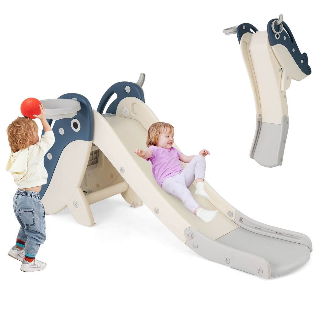 Costway 4-in-1 Toddler Slide Playground with Basketball Hoop Ball Ring - See Details