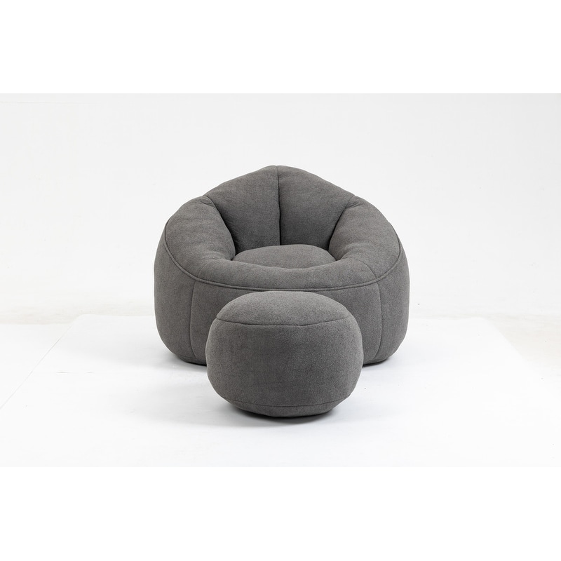 Bean Bag Chair w/Foot Stool in Multiple Colors, Giant Foam-Filled Furniture-Maximum Comfort Bean Bag