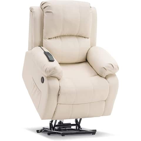 Mcombo Small Sized Power Lift Recliner Chair with Massage and Heat, USB Ports, Faux Leather 7409