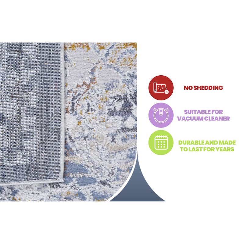 LOOM & LUXE Collection Ivory/Grey/Traditional Non-Shedding Area Rug
