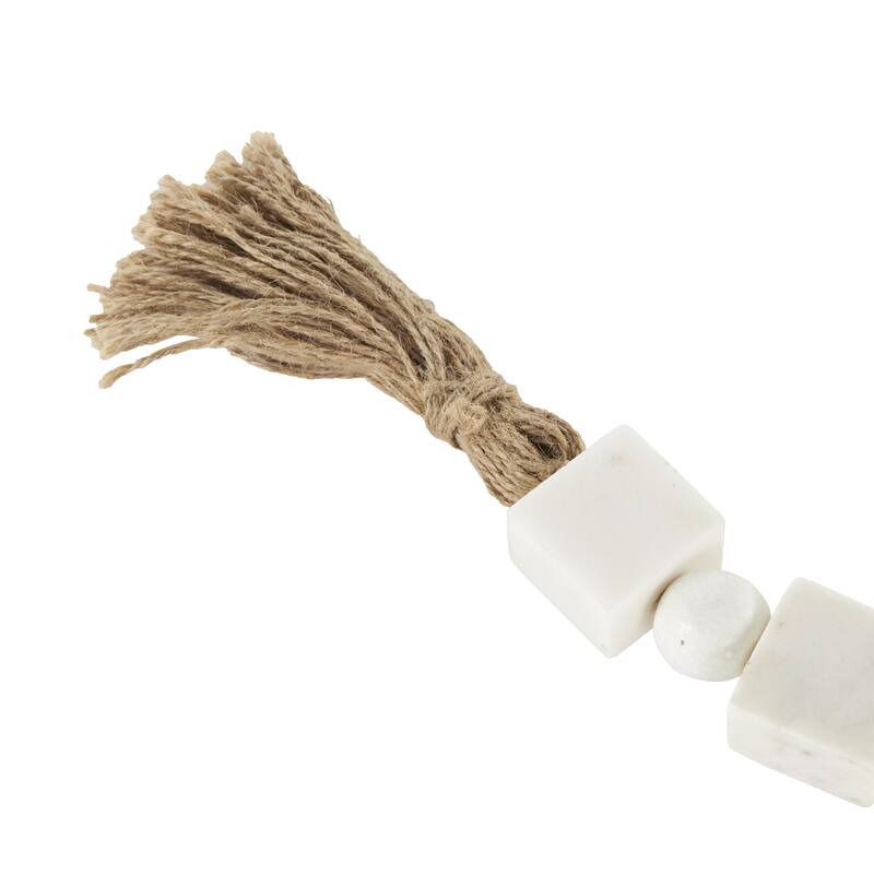 Marble Handmade Square Garland with Tassel with Knotted Brown Jute - White - Roche River Decor