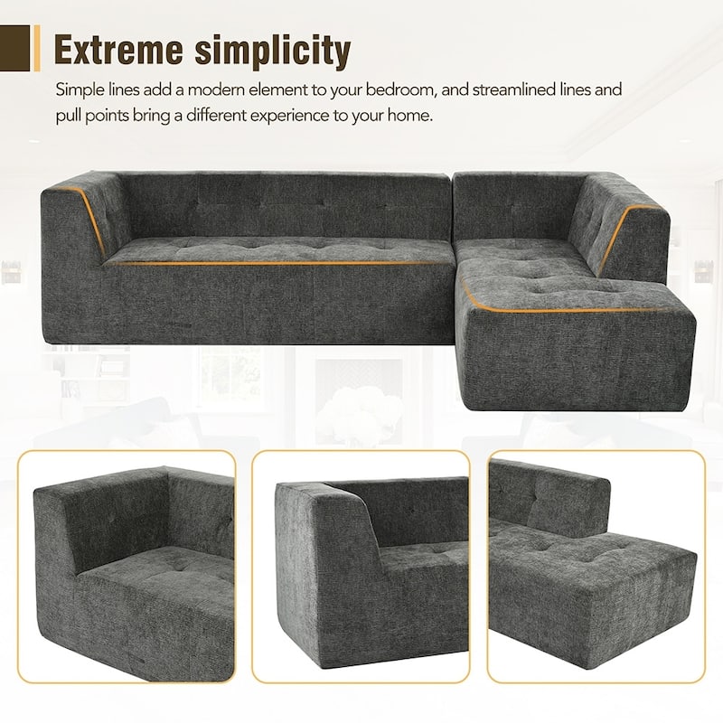 112.2" Modular L-Shaped Sofa, 2-Piece Modern Minimalist Design