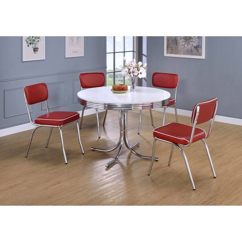 Retro 5-piece Round Dining Table Set White