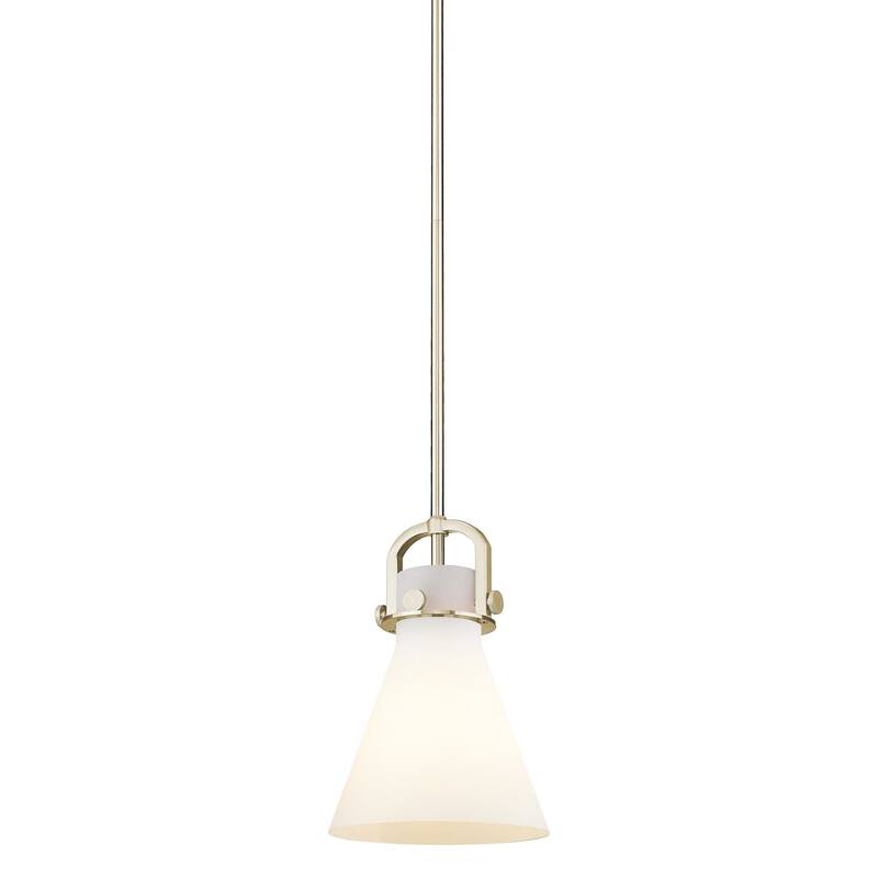 Innovations Lighting 410-1SS-11-8 Newton Cone Pendant Newton Cone 8" - Champagne Bronze / White