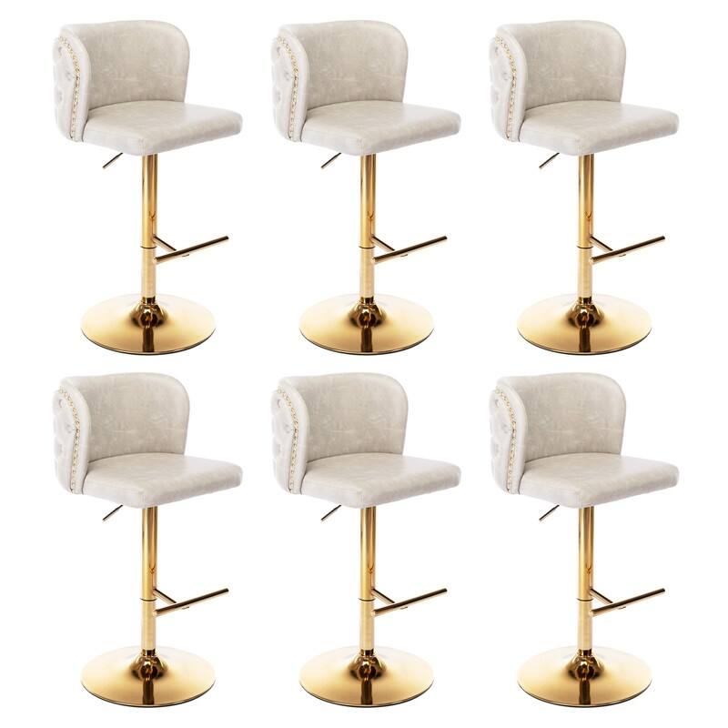 Upholstered Swivel Kitchen Counter Barstools Set of 6