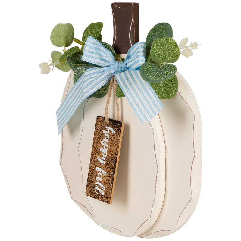 Happy Fall Wooden Pumpkin Fall Harvest Wall Decoration - 9"