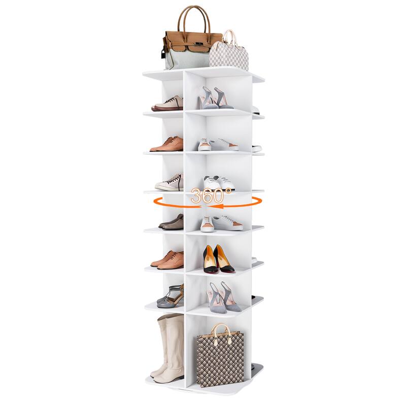American Design 7-Tier Shoe Tower Spinning Storage Fits 28 Pairs of Shoes