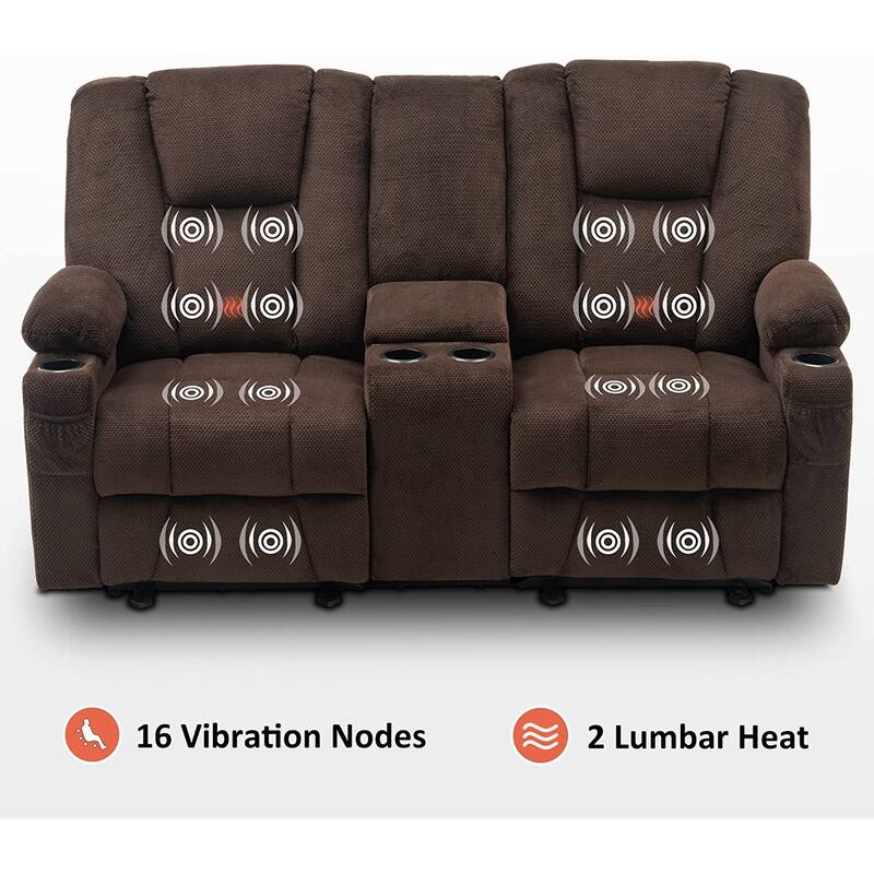 MCombo Electric Power Reclining Sofa with Massage and Lumbar Heat, Fabric 6015/6025/6035/6045