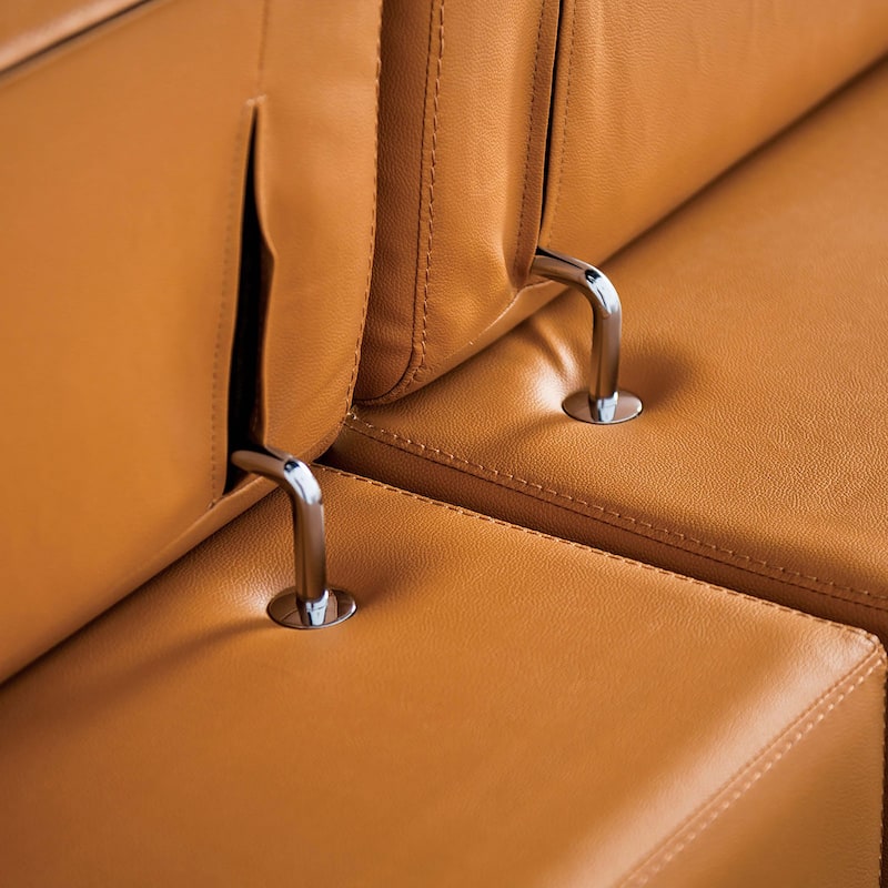Furniture of America Jacques Modern Low Profile Leather L-Shaped Sectional with Chaise