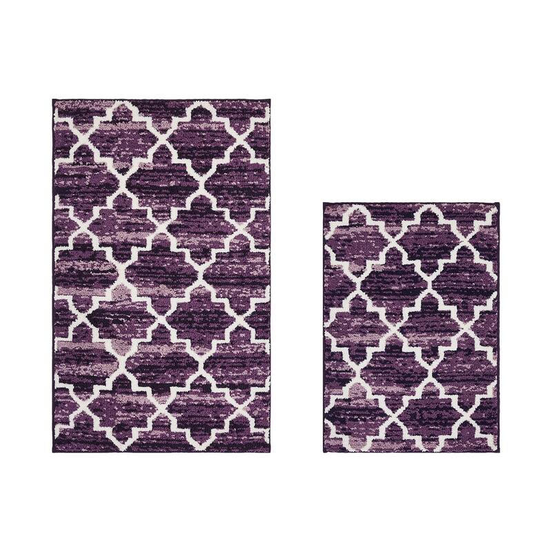 Better Trends Savio Collection 100% Micro Polyester Rectangle Soft Plush & Absorbent Water Machine Washable 2 Piece Bath Rug Set