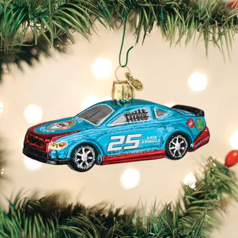 Racing Sports Car Old World Christmas Holiday Ornament Glass - Multi