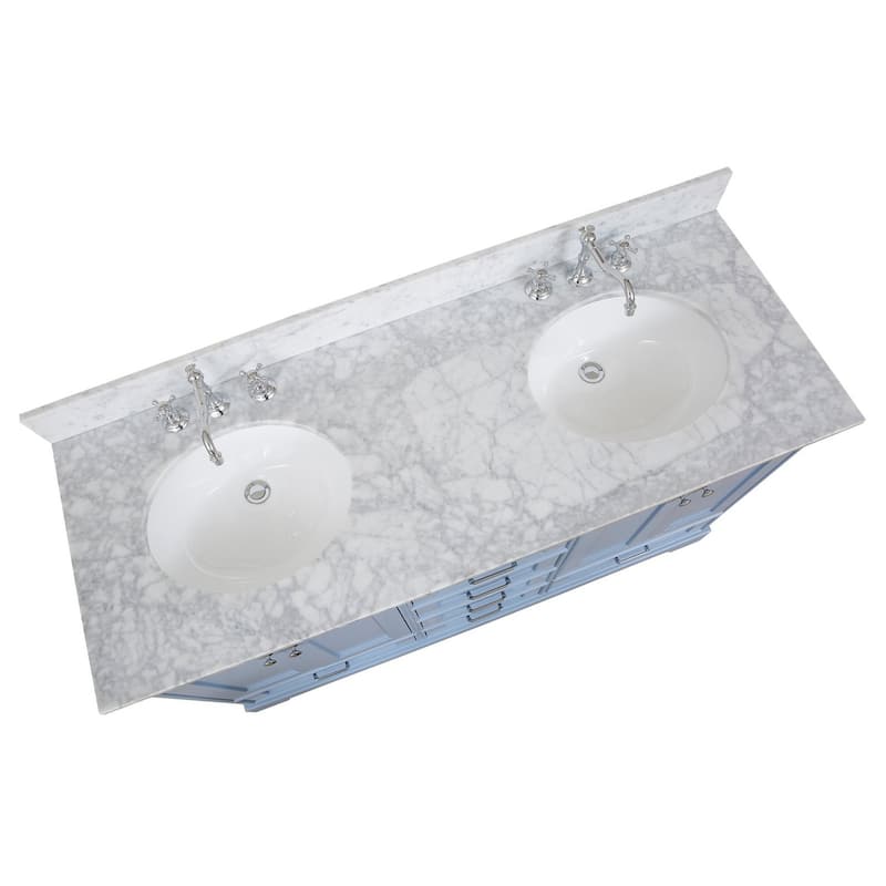 KitchenBathCollection Harper 60" Double Bathroom Vanity with Carrara Marble Top