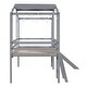 preview thumbnail 12 of 12, Twin Size Loft Bed with Ladder and Slide, House Bed with Blackboard and Light Strip on the Roof, for Kids Girl Boy, Grey