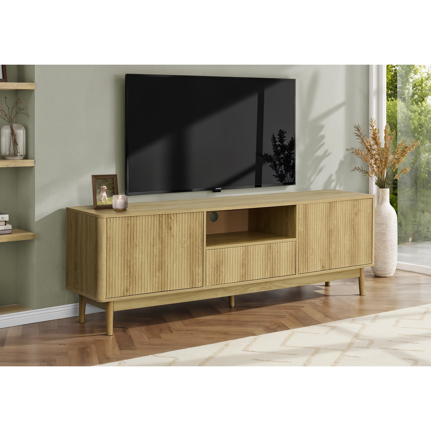 Mid Century Media Console with Storage Solutions