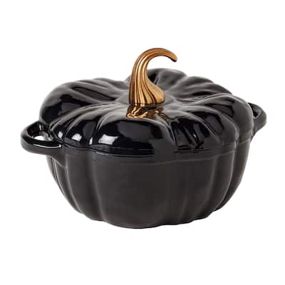Smith & Clark Iron Works 2-Quart Enamel Pumpkin Dutch Oven - Black