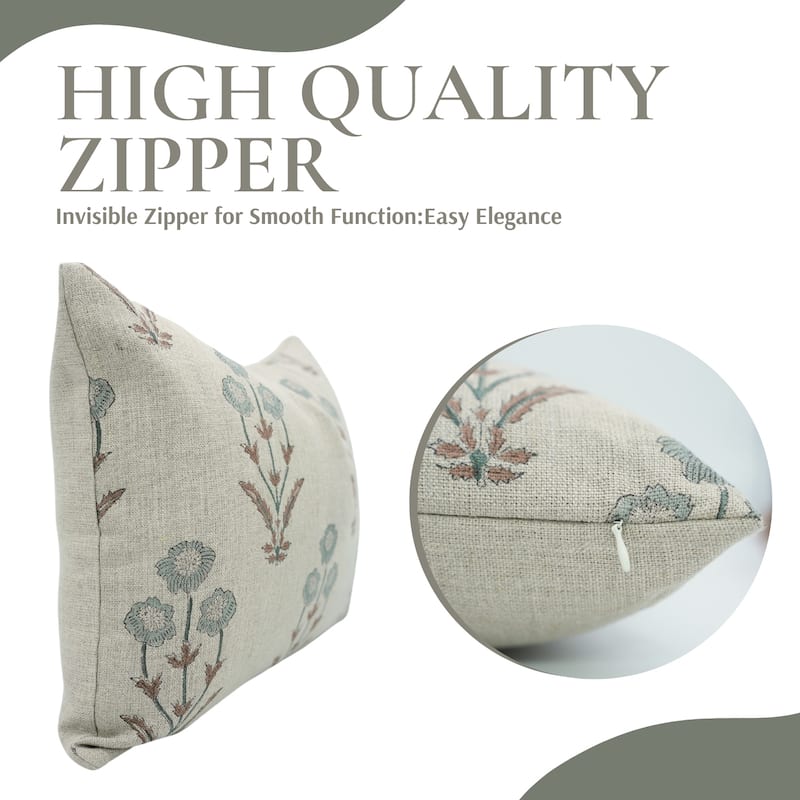 Fabdivine Thick Linen Block Print Pillow Cover Farmhouse Sofa, Amitabh