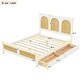 preview thumbnail 4 of 5, Full Size Wood Storage Platform Bed with Rattan Headboard