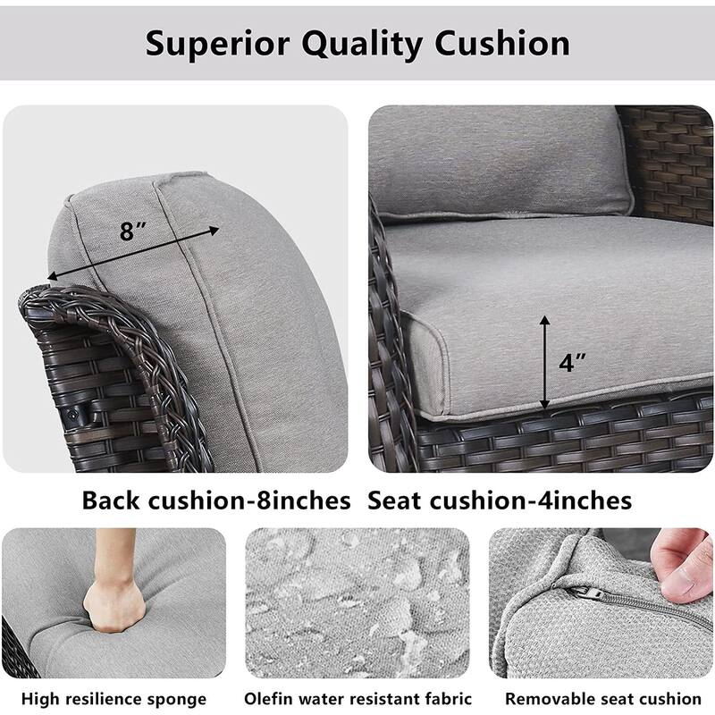 Gymojoy Outdoor 3-Seat Sofa Pario Chair Coffee Table with Cushion