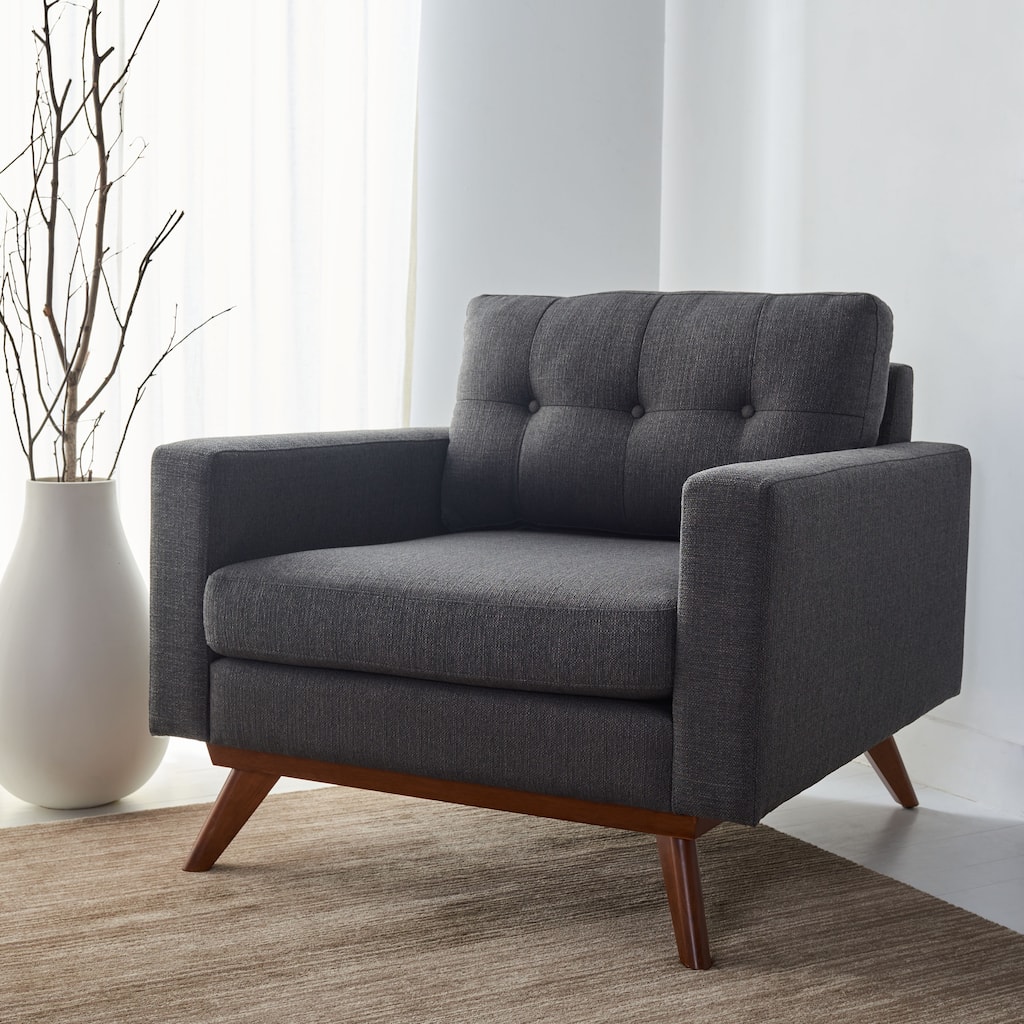 SAFAVIEH Couture Sakumi Mid-Century Modern Arm Chair - 37" W x 37.6" L x 33.7" H - 37Wx38Dx34H