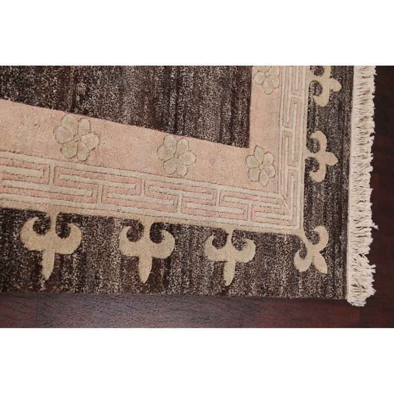Geometric Vegetable Dye Nepalese Oriental Wool Area Rug Hand-knotted - 5'7" x 7'9"