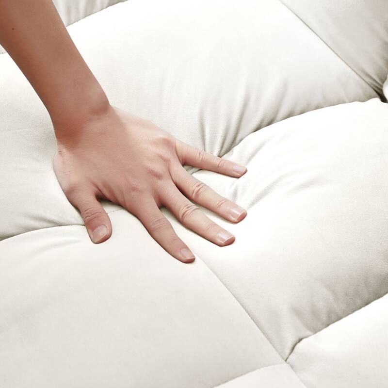 Modern Velvet 55.1" Futon Sofa Bed - Adjustable Backrest, Storage Bag, and Soft Pillows for Ultimate Comfort