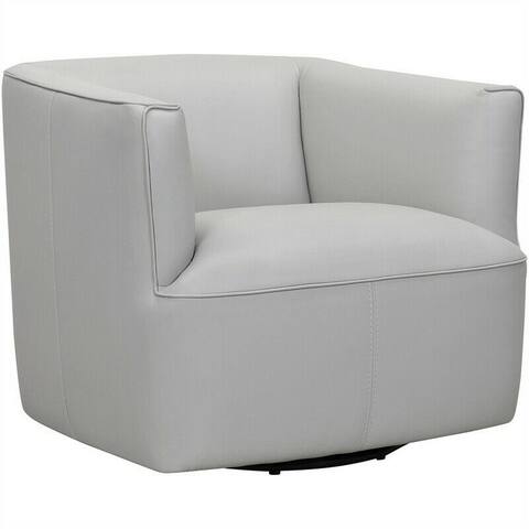26.3 Inch Leatherette Barrel Chair with Swivel Mechanism, White