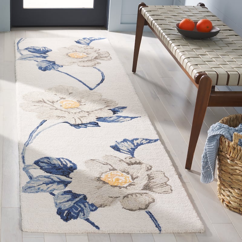 SAFAVIEH Handmade Jardin Garnette Country Wool Rug - 8' x 10' - Ivory/Grey