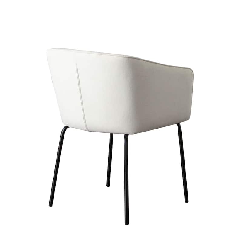 Voro Dining Chair Set of 2, Mist White Fabric, Sleek Black Metal Legs