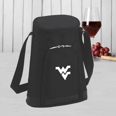 NCAA West Virgina University Mountaineers Stylish 2 Bottle Insulated Wine Tote Bag with Cheese Board, Knife and Corkscrew