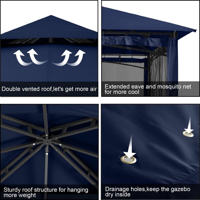 ABCCANOPY Patio Outdoor Gazebo for Double Roof Soft Canopy