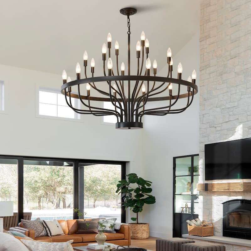 Industrial Chandelier Rustic Vintage 24-Lights Candle Style Light Fixture Large Retro