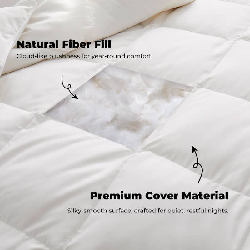 All Season Lightweight & Medium Weight White Goose Feather Down Comforter Duvet Insert