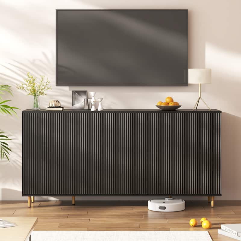 EROMMY Modern Sideboard Buffet Cabinet with Fluted Doors, 2-Door Storage Console Table for Kitchen, Dining Room & Living Room