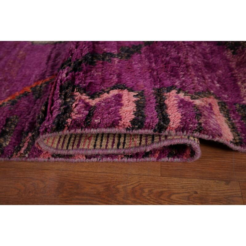 Purple Plush Moroccan Area Rug Handmade Wool Carpet - 8'11" x 12'8"