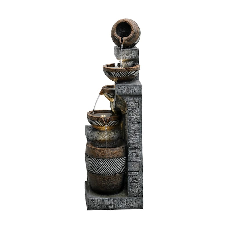 42.5'' Pot Water Fountain with Lights Resin Water Feature