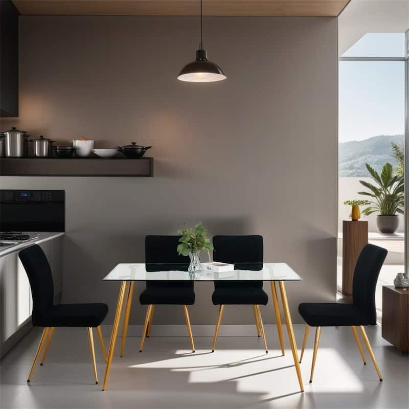 Modern Teddy Upholstered Dining Chair with Metal Legs (set of 4) - N/A