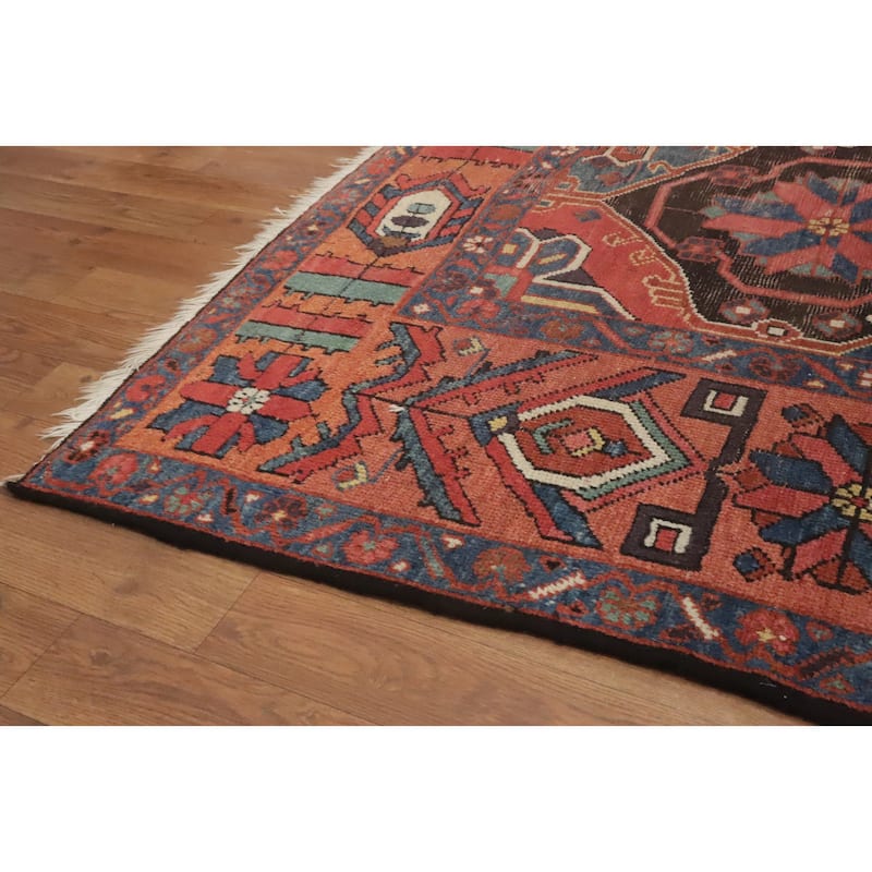 Hand Knotted Oriental 100% Wool Carpet Traditional Geometric Oranges & Rust Bakhtiari Area Rug - 9' 5'' X 7' 3''