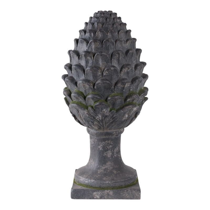 Polyresin Garden Statuary Rustic Artichoke With Moss - 30" Gray - Gray - Medium - Resin