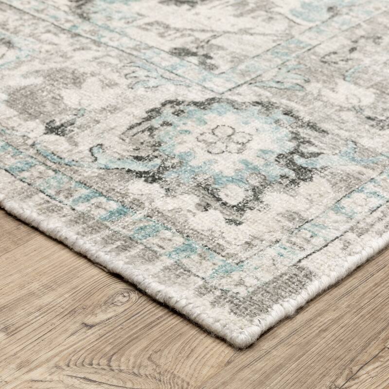 Style Haven Willett Oriental Ivory/ Teal Blue Area Rug