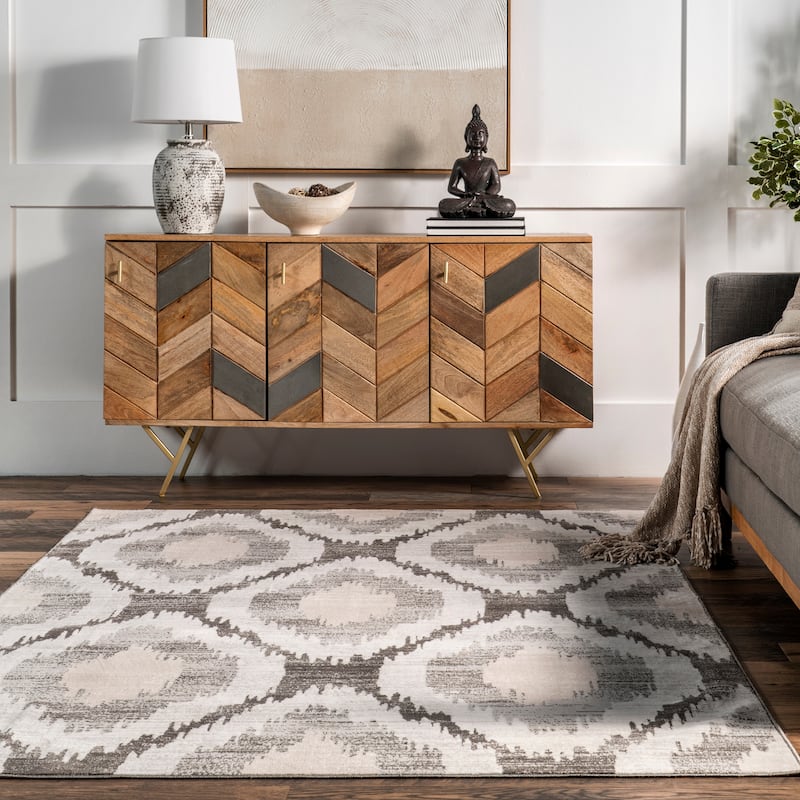 Nuloom Eliise SpinClean Faded Trellis Machine Washable Area Rug