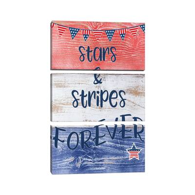 iCanvas "Stars And Stripes Forever" by CAD Designs 3-Piece Canvas Wall Art Set