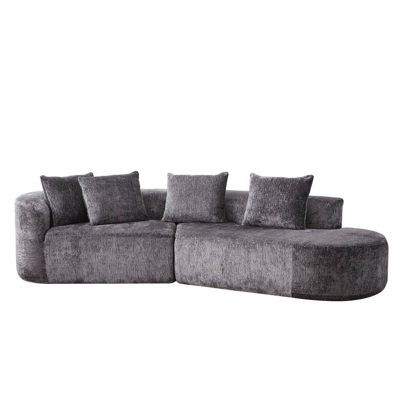 Curved Loveseat Sofa Chenille 4-Seat Cloud Couch with 4 Pillows