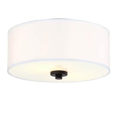 11.81 in 2-Light Modern Flush Mount Light with Fabric Shade for Bedroom, Living Room, Dining Room, Kitchen, Hallway, E26