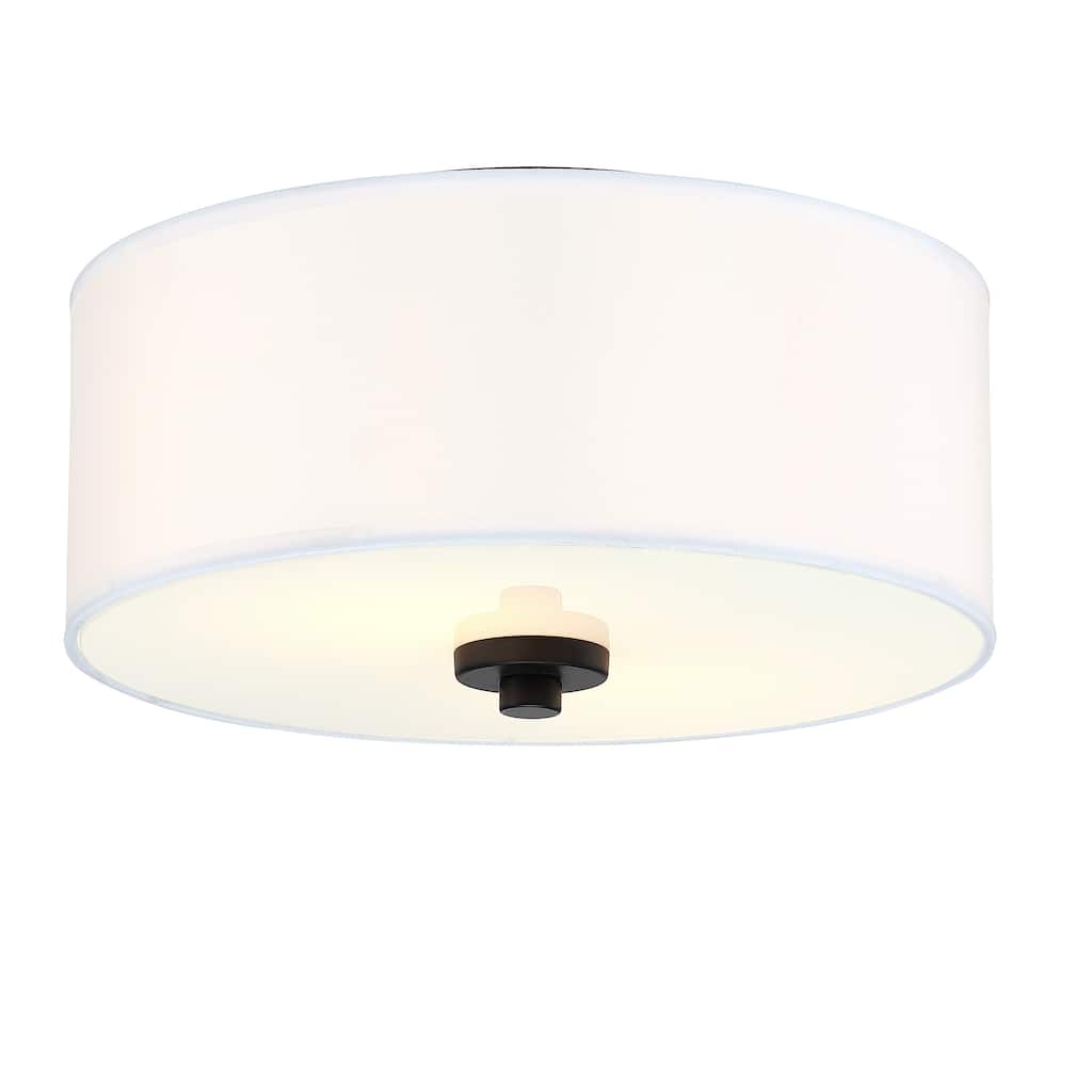 11.81 in 2-Light Modern Flush Mount Light with Fabric Shade for Bedroom, Living Room, Dining Room, Kitchen, Hallway, E26