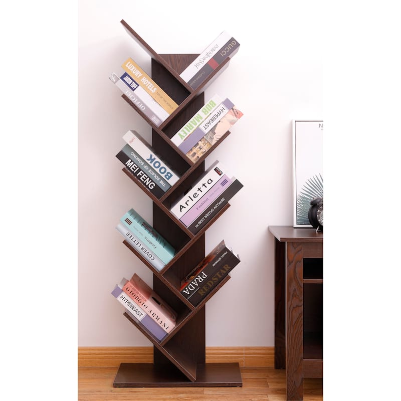 Carbon Loft Drake Wooden 9-shelf Tree Magazine CD Storage Bookcase