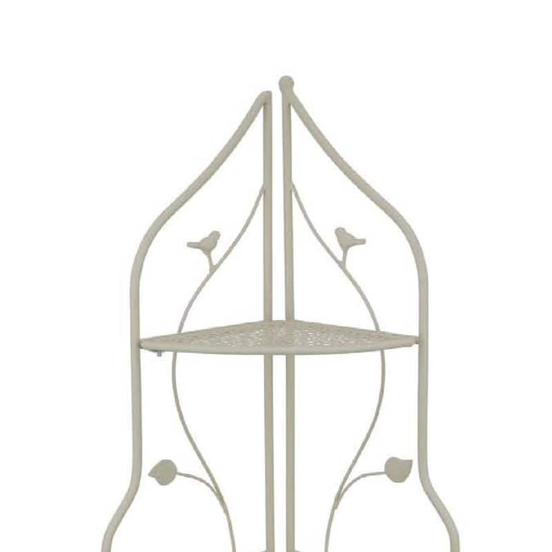 3 Tier Corner Plant Stand Shelves, Classical White Metal, 36 Inch