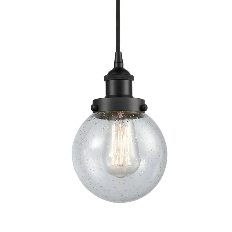 Innovations Lighting 616-1PH-10-6 Beacon Pendant Beacon 6" Wide Mini - Matte Black / Seedy