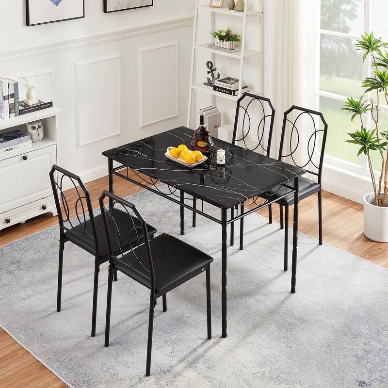 VECELO Industrial 5-Piece Dining Table Set, Table and Chairs Sets ( Set of 5)